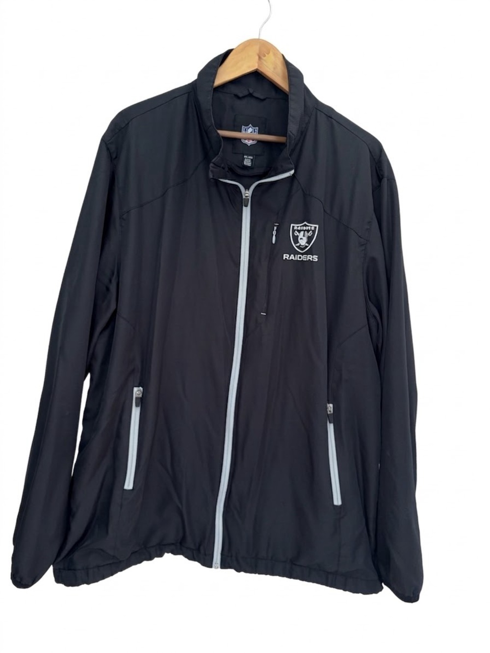 NFL Team Apparel Las Vegas Raiders Full Zip Lightweight Windbreaker Jacket - XXL